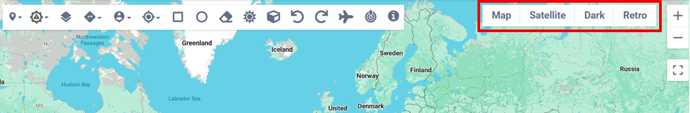 Visual Risk Intelligence page showing map view options in the upper-right corner.