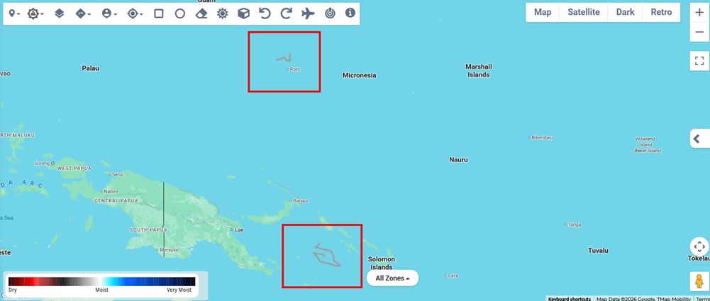 Tropical Cyclone Tracks layer showing predicted storm paths.