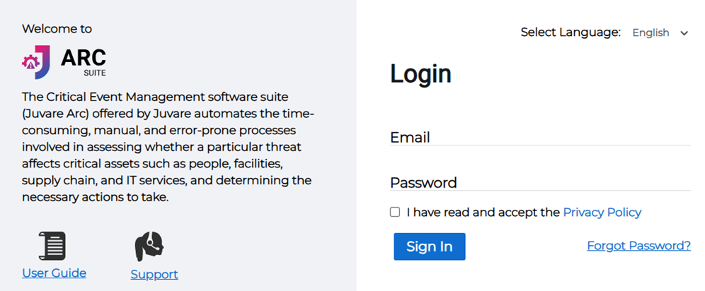 Select your language during login.