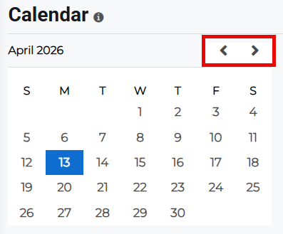 Calendar navigation controls showing previous and next options.