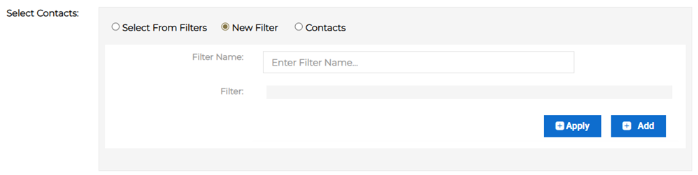 Select Contacts section showing new filter option.