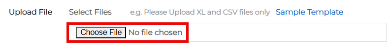 Upload File section showing Choose File button for file selection.