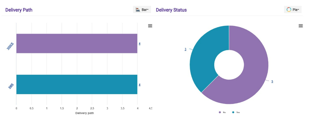 Delivery Path and Status section showing notification analytics charts.