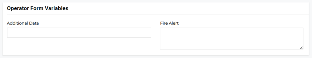 Operator Form Variables section showing additional data input fields.