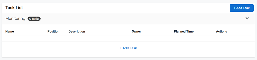 Task List page showing add task option.