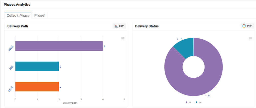 Phases Analytics section showing delivery path and status charts.
