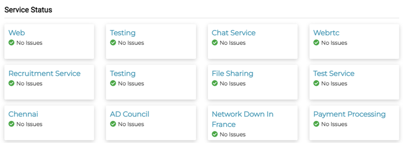 Service Status view showing current status of services.