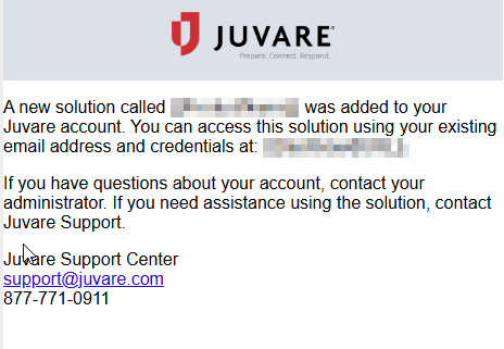 Juvare added account email.