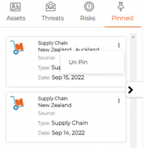 Pinned tab showing pinned threats list.