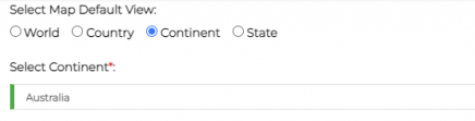 Map Settings showing continent view selection.