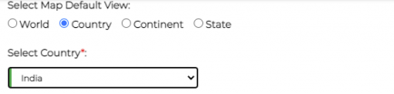 Map Settings showing default view options (World/Country/Continent/State).