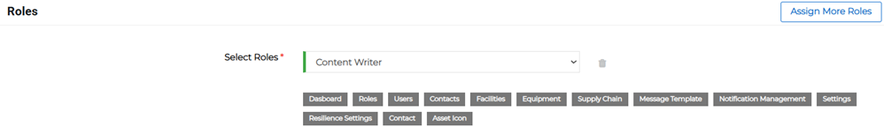 Assign Roles section showing role selection for a user.