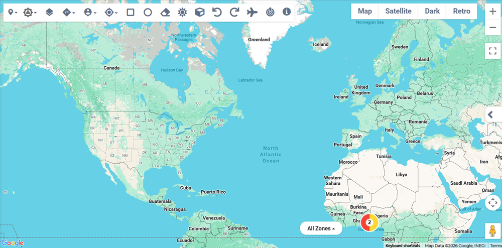 Visual Risk Intelligence page showing map view with global locations.