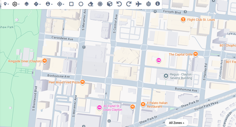 Normal mode on the map showing standard map view.