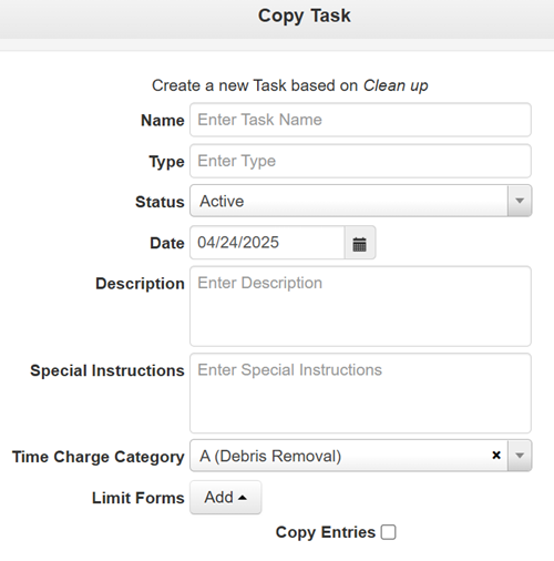 Copy Task fields