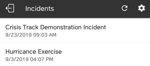 Crisis Track Mobile App: Incidents