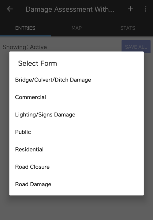 Crisis Track Mobile App: Select Form
