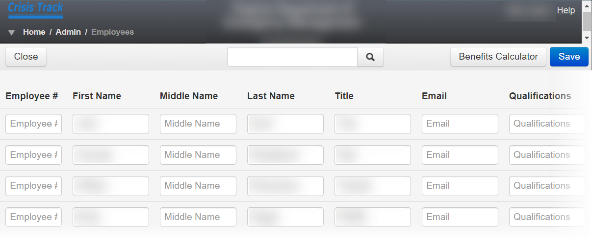 Employees Modules, Edit page.