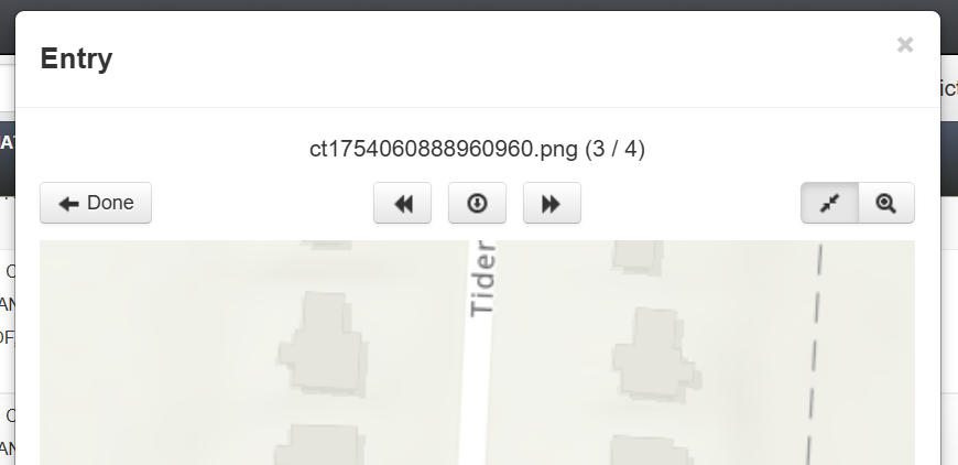 The photo navigation elements on the Entry window The photo navigation elements on the Entry window