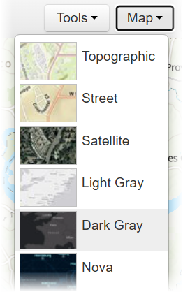 An expanded Map menu showing multiple options