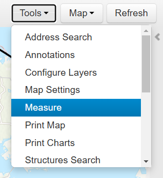 An expanded Tools menu showing various options
