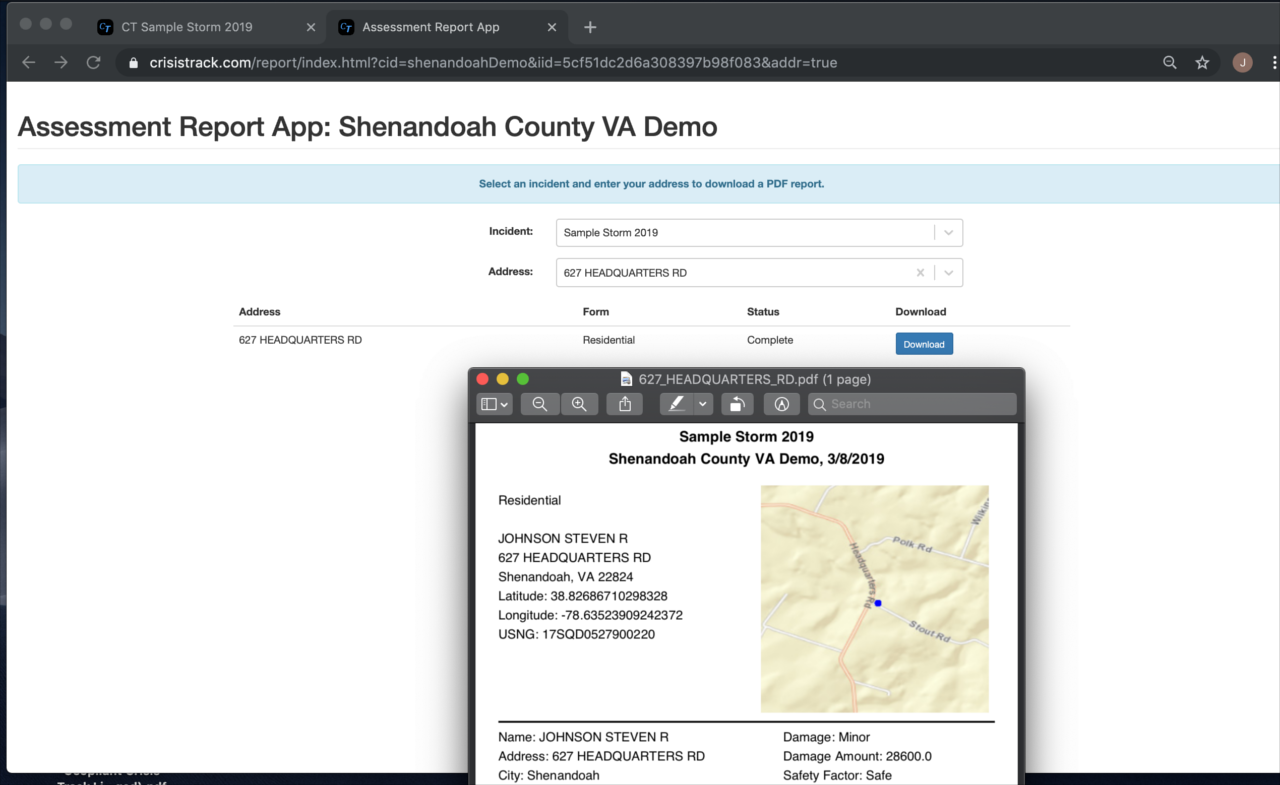 Assessment Report Web App