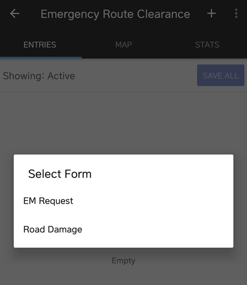 Crisis Track Mobile App: Form Selection