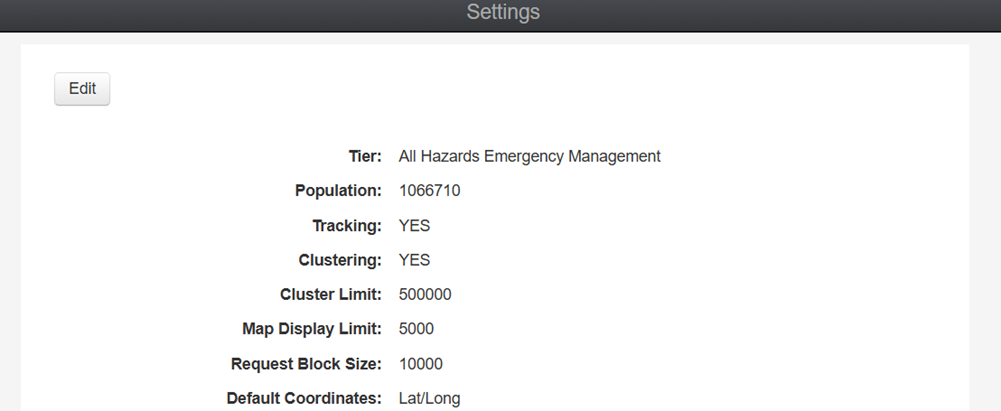 Settings Module, showing various setting selections.