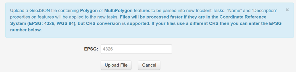 Crisis Track Web Console Upload a Task GeoJSON