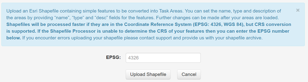 Crisis Track Web Console Upload a Task Shapefile