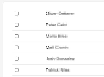 Checkbox list of employees in the Crisis Track inventory.