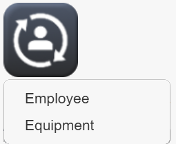 Resources Module icon with employee and equipment dropdown menu.