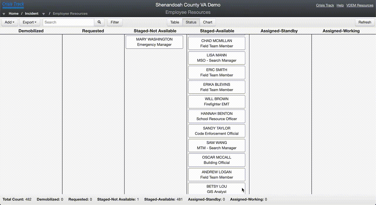 Employee Resources Module drag-and-srop cards