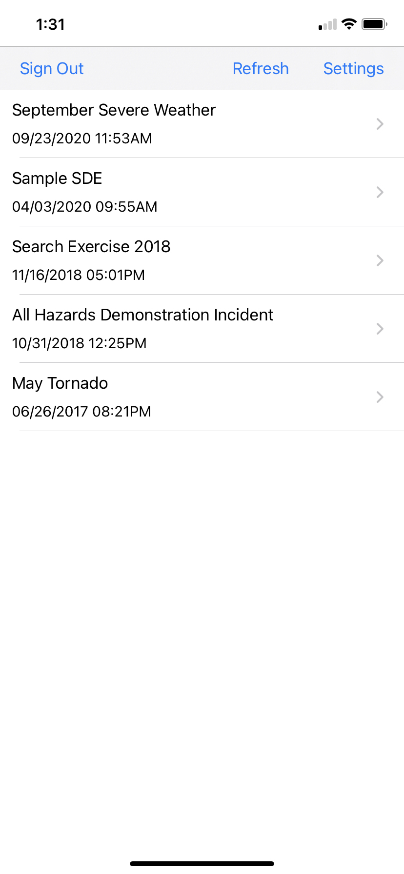 Choose an incident from the incident list