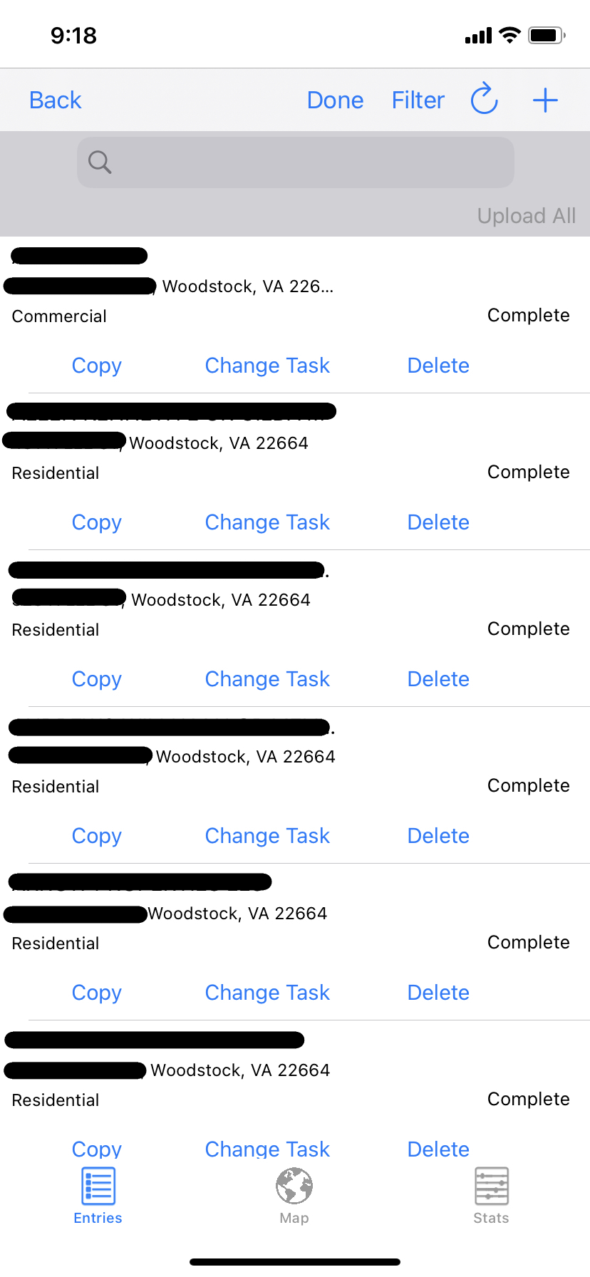 Crisis Track Mobile App: Entries