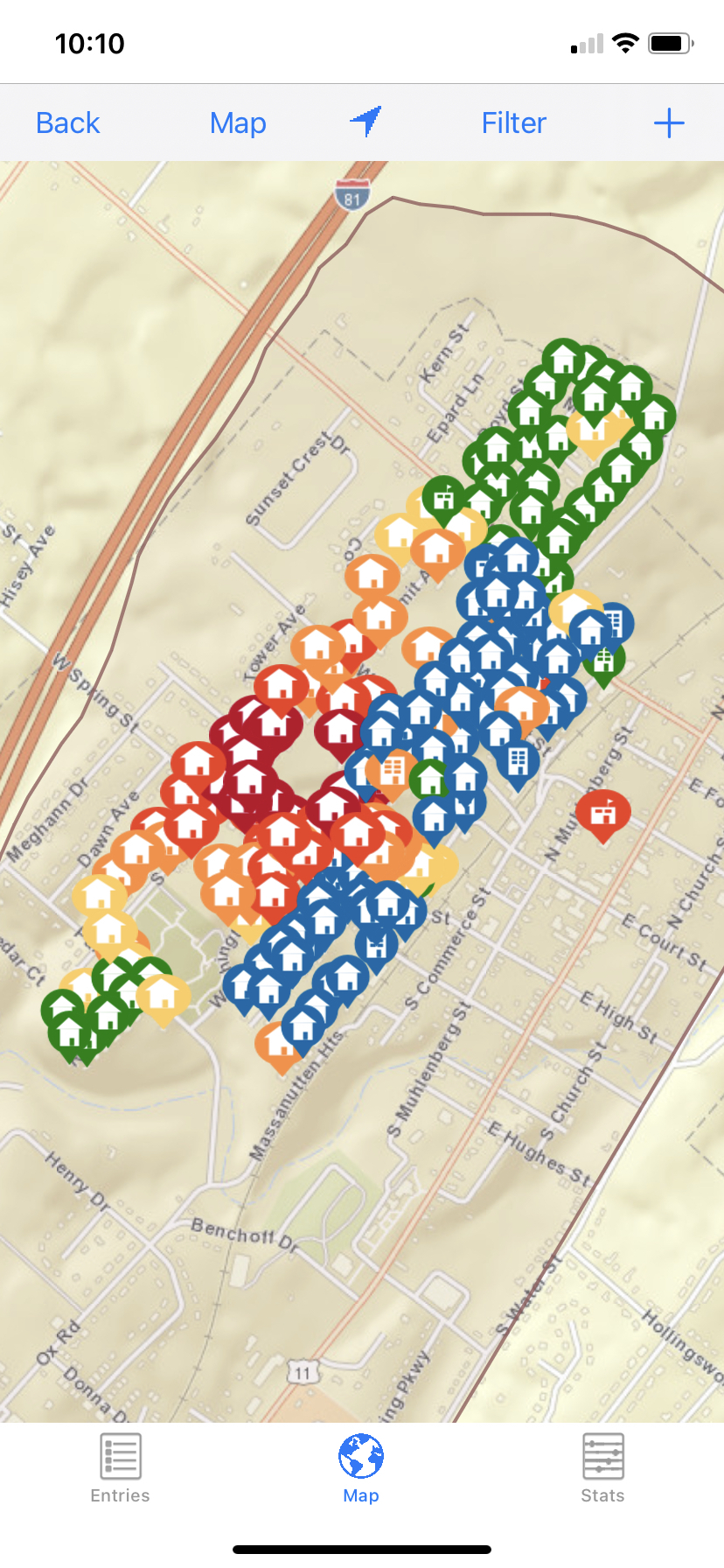 Crisis Track Mobile App Task Map display