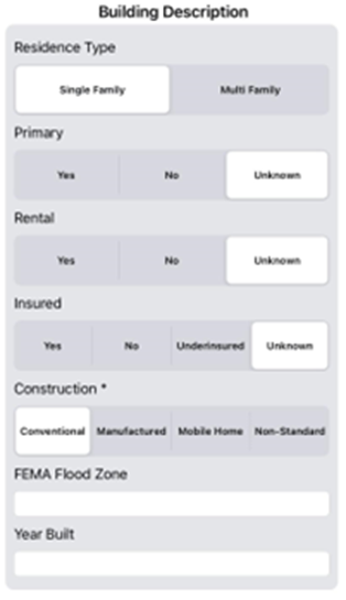 Crisis Track Mobile Application Residential Damage Assessment Building Feature
