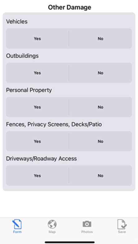Crisis Track Mobile Application Residential Damage Other Damage Feature