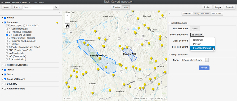 Assign Structures in a map view