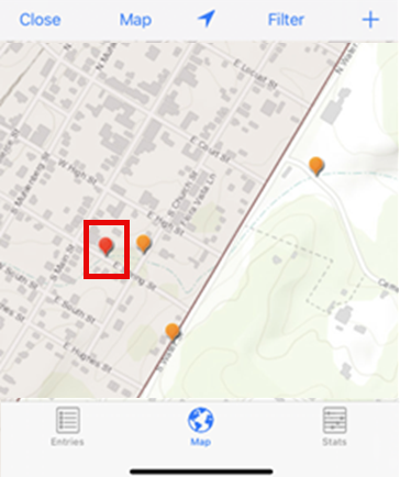 Highlighted structure in the map view.