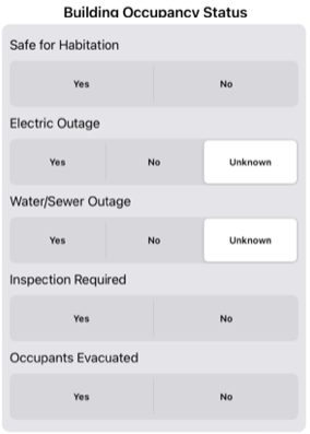Crisis Track Mobile App: Building Occupancy Status fields