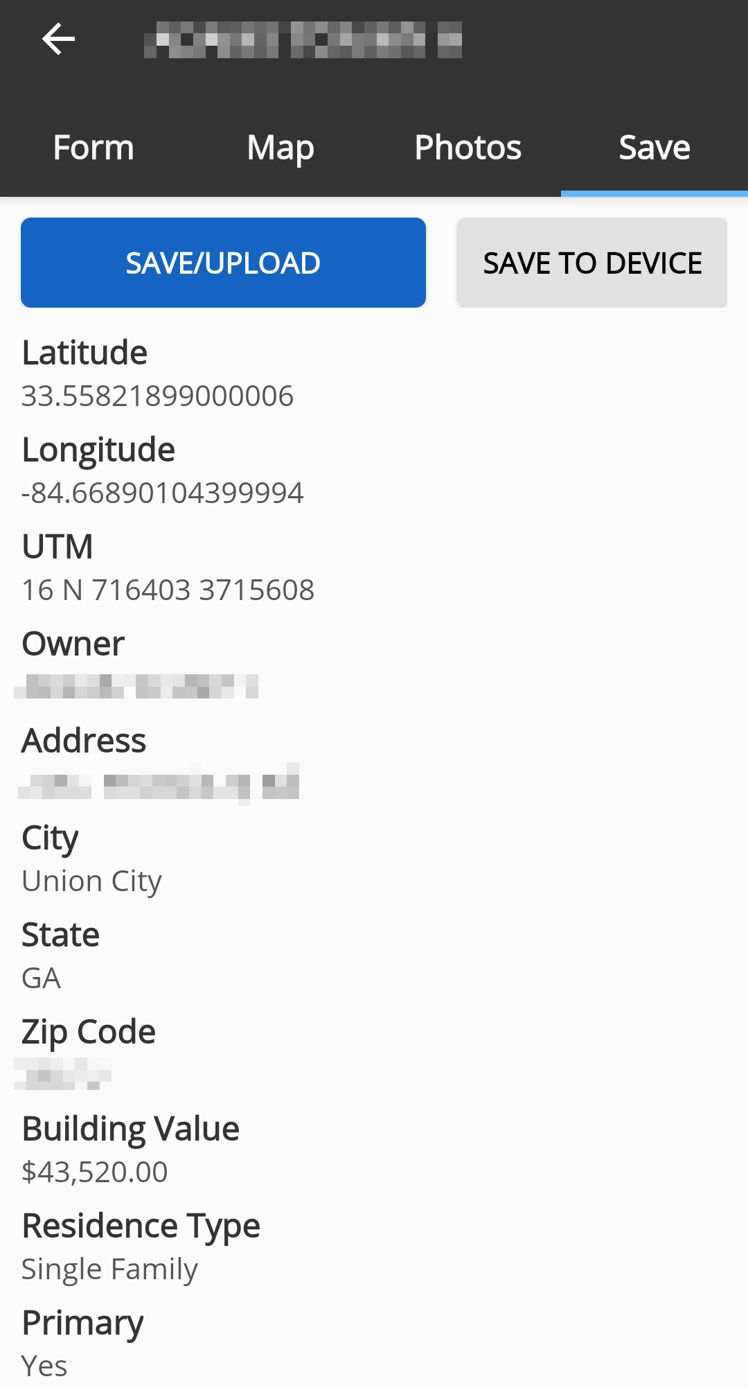 Crisis Track Mobile App Entry Save display