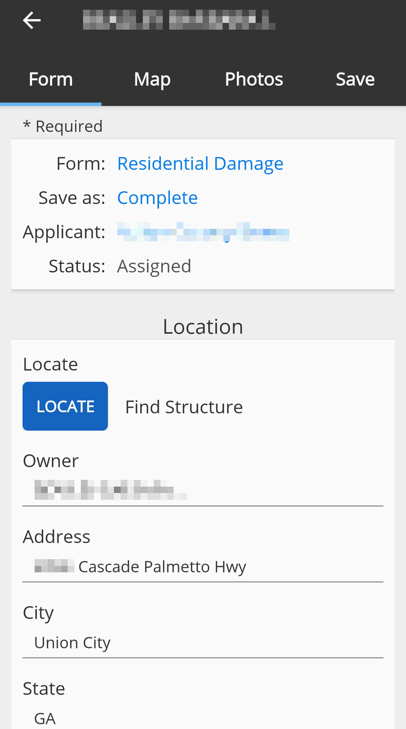 Crisis Track Mobile App: Location fields