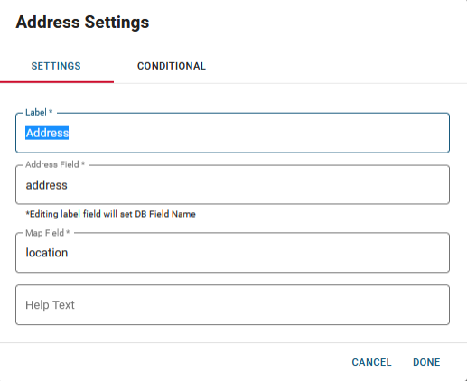 Address Settings Window