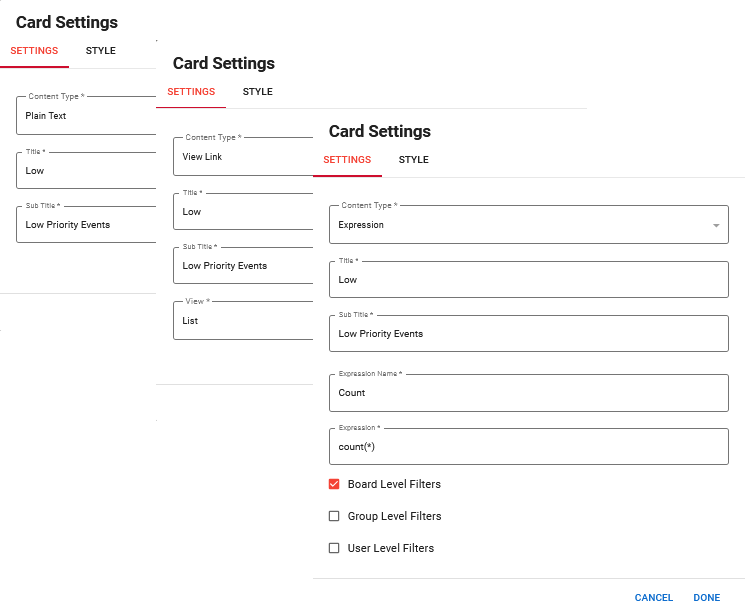 Expression Card Settings