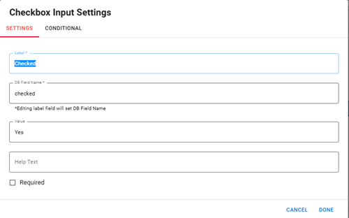 Checkbox Input Settings