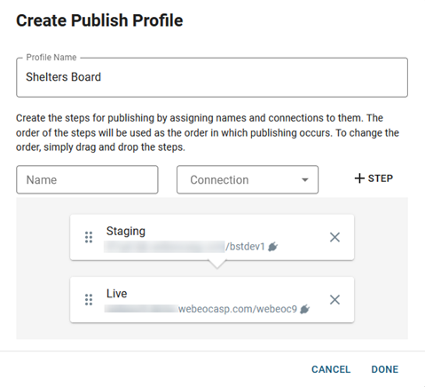 Create Publish Profile Window