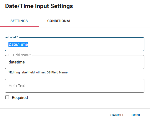 Date/Time Input Settings
