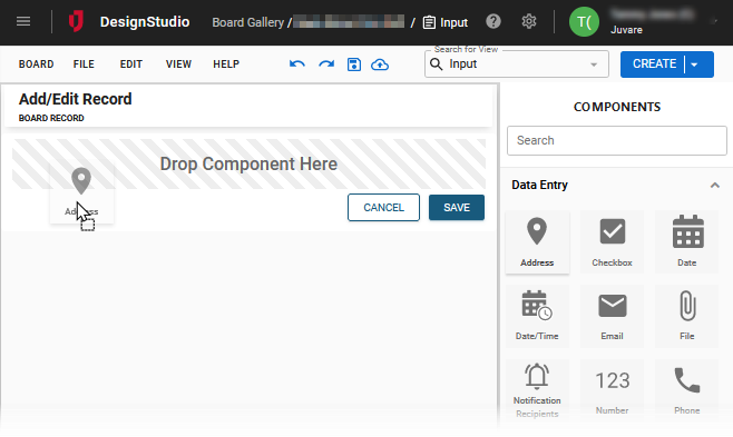 Drag Components onto the Canvas