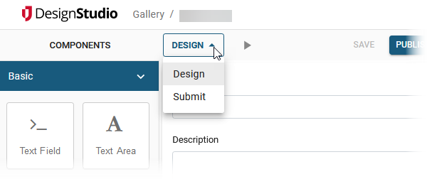 Example of the Design Menu for Forms